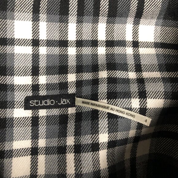 Studio Jax Black White Plaid Skirt Womens Size 4 Dark Acedemia A-Line Flare - Picture 5 of 8